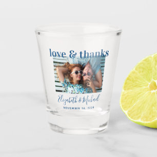 Wedding Favour Blue Love Thanks Photo Custom Shot  Glass