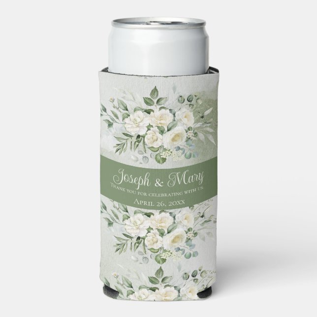 Wedding Favour Botanical Soft Romantic Golf Course Seltzer Can Cooler (Seltzer Front)