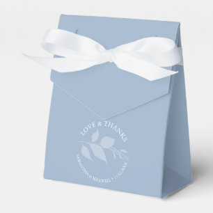 Wedding Favour Box Classy Dusty Blue Leaves