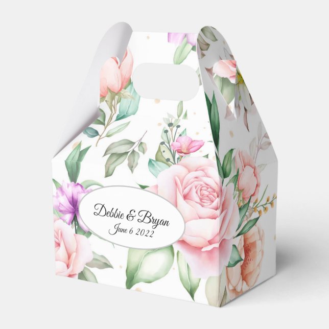 Wedding Favour Box-Floral Print Favour Box (Front Side)