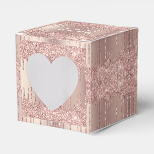 Wedding Favour Box Rose Gold Drips Custom Text Nam