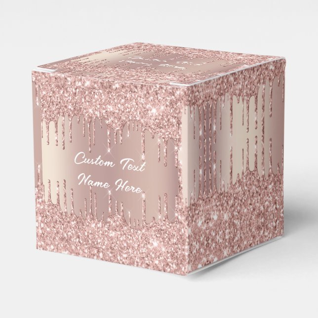Wedding Favour Box Rose Gold with Custom Text Name (Front Side)