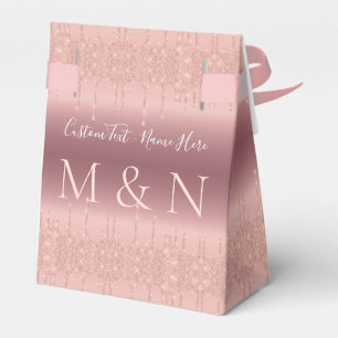 Wedding Favour Box Rose Gold with Your Text Name
