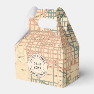 Wedding Favour Box with Vintage Washington DC Map