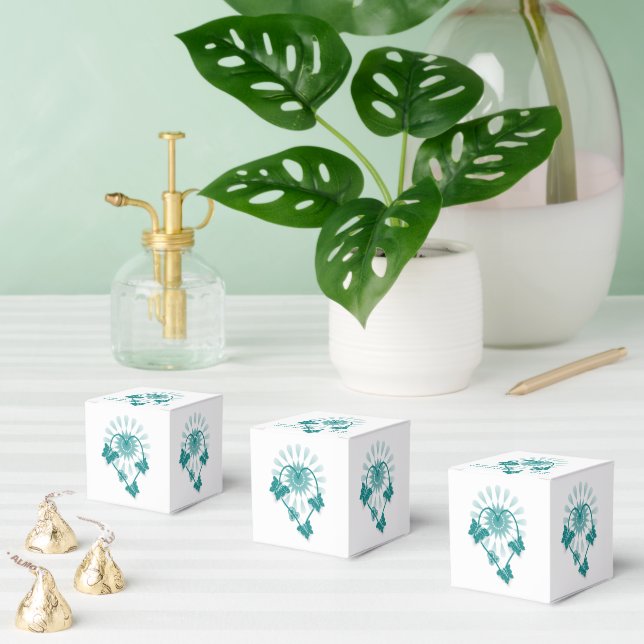 Wedding Favour Boxes Teal Butterflies Heart (Multiple)