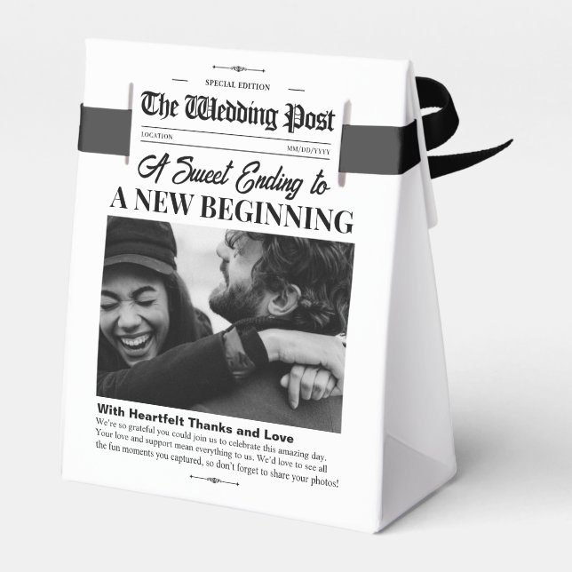 Wedding Favour Boxes Wedding Newspaper Gift Bags (Back Side)