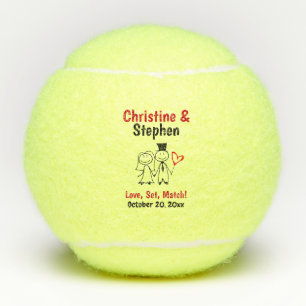 Wedding Favour Bride Groom Cute Cartoon Couple Tennis Balls
