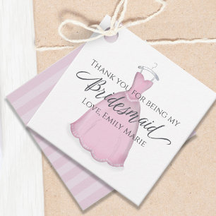 Wedding Favour Bridesmaid Pink Vintage Dress Custo Tags