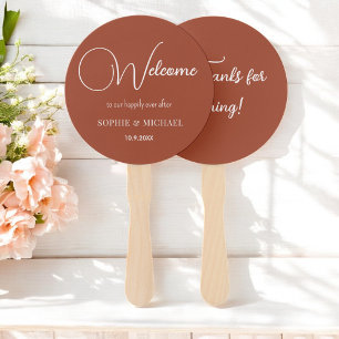 Wedding Favour Brown White Terracotta Fans