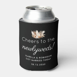 Wedding Favour Cheers to the Newlyweds Black Can Cooler