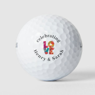 Wedding Favour Colourful Floral Love Golf Balls