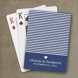Wedding Favour Custom Bride Groom Date Stripe Playing Cards