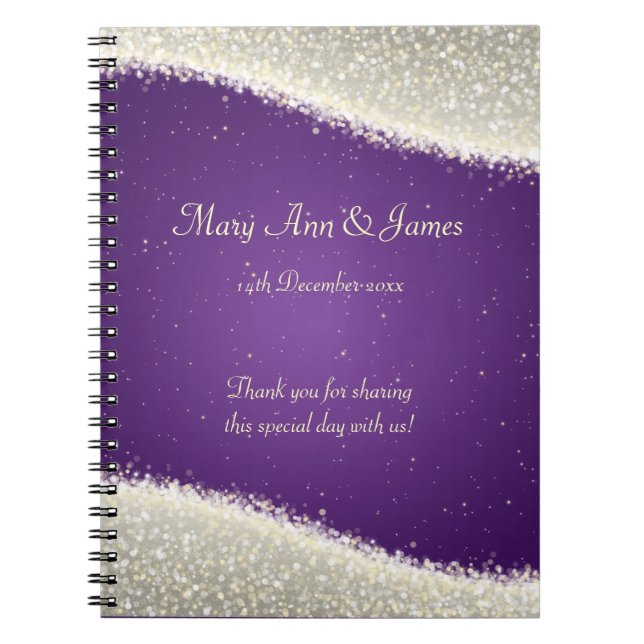 Wedding Favour Dazzling Sparkles Purple Notebook (Front)