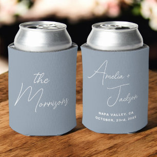 Wedding Favour Dusty Blue Modern Minimalist Names Can Cooler