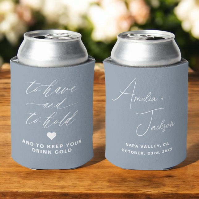 Wedding Favour Dusty Blue To Have and To Hold Can Cooler (Creator Uploaded)