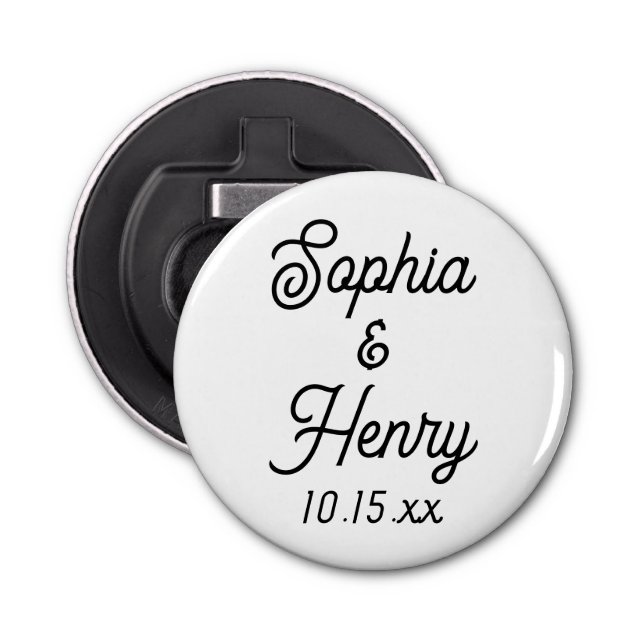 Wedding Favour Elegant Script Black Typography Bottle Opener (Front)