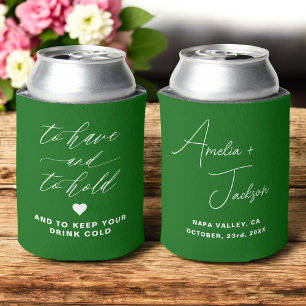 Wedding Favour Emerald Green To Have and To Hold Can Cooler