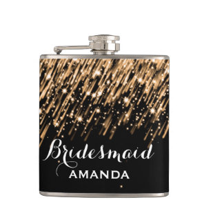 Wedding Favour Falling Stars Gold Hip Flask