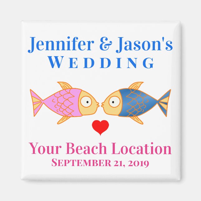 Wedding Favour Fish Beach Tropical Destination Magnet (Front)