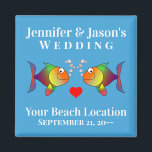 Wedding Favour Fish Cute Tropical Beach Destinatio Magnet<br><div class="desc">Are you having a tropical destination wedding or maybe you're getting married at an aquarium? This cute custom fish magnet will make a perfect wedding favour for your guests, or just order a few for souvenirs for yourself and your bridal party! Personalise with the names, date, and beach location of...</div>