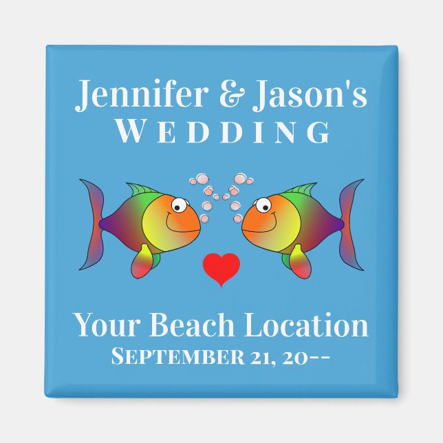 Wedding Favour Fish Cute Tropical Beach Destinatio Magnet (Front)
