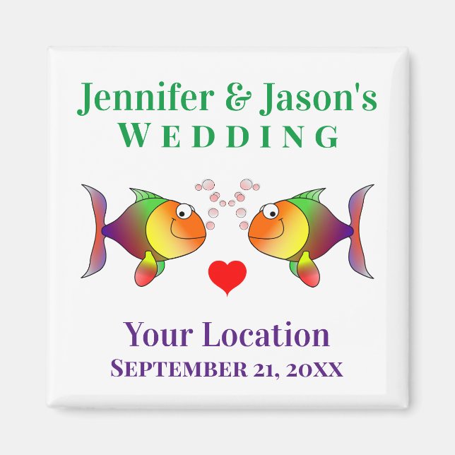 Wedding Favour Fish Cute Tropical Beach Destinatio Magnet (Front)