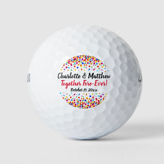 Wedding Favour Fun Colourful Confetti Golf Balls (Front)