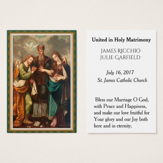 Wedding Favour Holy Card Bride Groom Mary (Front & Back)