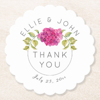 Wedding Favour Hot Pink Hydrangea Paper Coaster