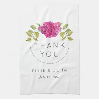 Wedding Favour Hot Pink Hydrangea Tea Towel