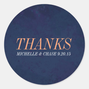 Wedding Favour Label, Navy Blue Texture Classic Round Sticker