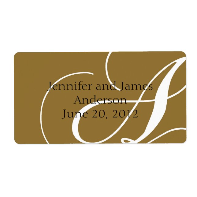Wedding Favour Labels Gold Monogram A (Front)