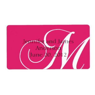 Wedding Favour Labels Pink Monogram M