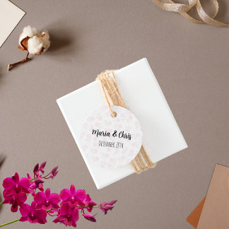 wedding favour light pink flowers tags