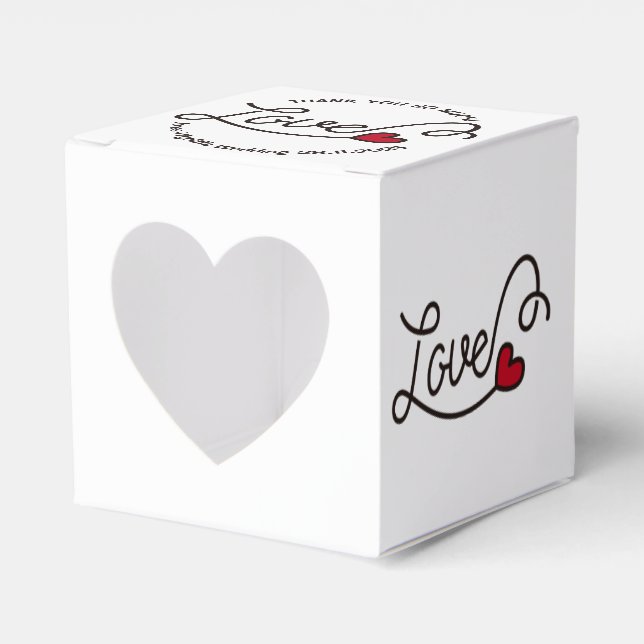 Wedding Favour Love Red Heart Typography Art Favour Box (Front Side)