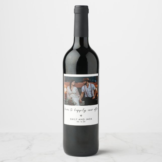 Wedding Favour Minimalist Photo Wine Label  (Front)