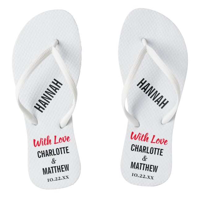 Wedding Favour Modern Typography Flip Flops (Footbed)