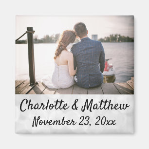 Wedding Favour Modern Typography Photo Thank You M Magnet