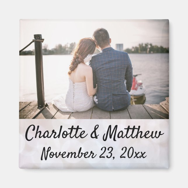 Wedding Favour Modern Typography Photo Thank You Magnet (Front)