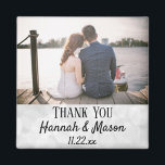 Wedding Favour Modern Typography Photo Thank You Magnet<br><div class="desc">This modern typography photo magnet will make the perfect favour for your wedding!  Personalise with the photo,  names,  and date of your choice.  The names and date are imposed over a light white bokeh background.</div>