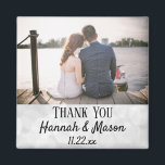 Wedding Favour Modern Typography Photo Thank You Magnet<br><div class="desc">This modern typography photo magnet will make the perfect favour for your wedding!  Personalise with the photo,  names,  and date of your choice.  The names and date are imposed over a light white bokeh background.</div>