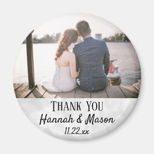 Wedding Favour Modern Typography Photo Thank You Magnet