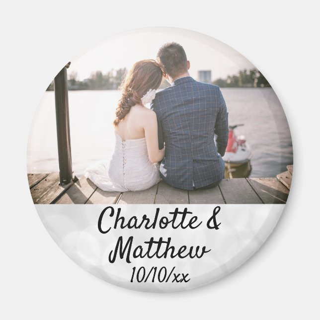 Wedding Favour Modern Typography Photo Thank You Magnet (Front)