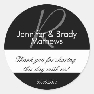 Wedding Favour Monogram Thank You Sticker
