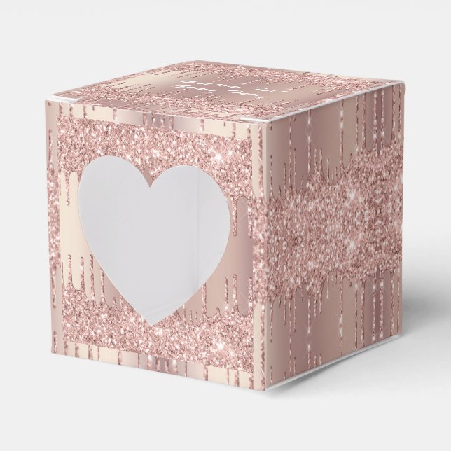 Wedding Favour or Gift Boxes Rose Gold Custom Text (Front Side)