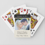 Wedding Favour Personalised Photo Playing Cards<br><div class="desc">Elegant modern black and ecru design with custom photo holder.. Personalise the Bride and Groom names and wedding date. Add your own photo and customised text to create a unique and special gift for the newlyweds, Also perfect for Save the Date Announcements, and as table favours for bridal shower or...</div>