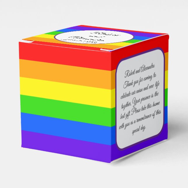 Wedding Favour - Personalizable Rainbow Design Box (Front Side)