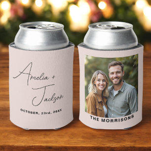 Wedding Favour Photo Blush Pink Modern Minimalist Can Cooler