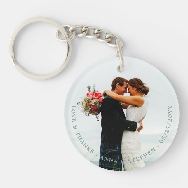 Wedding Favour Photo Personalised Key Ring (Front)
