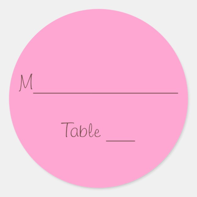 Wedding favour place card classic round sticker (Front)